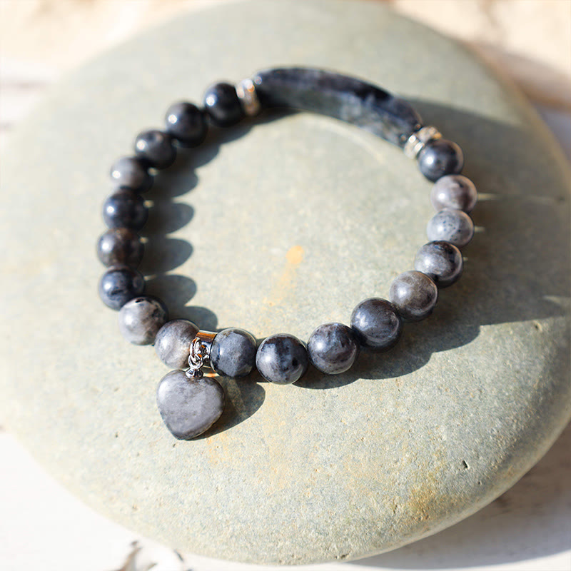 8mm Clear Quartz Love Heart Healing Bracelet for Balance