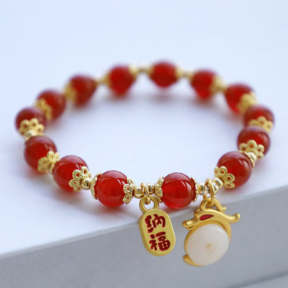 8mm Green Aventurine Lucky Fortune Dragon Bracelet