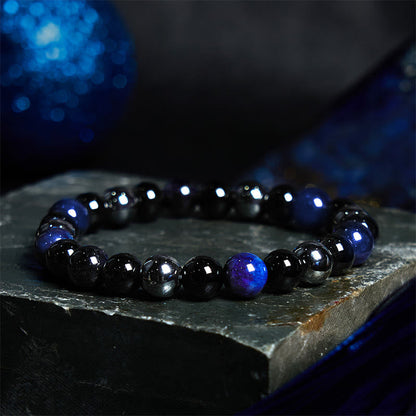 8mm Yellow Tiger Eye Obsidian Hematite Bracelet for Protection
