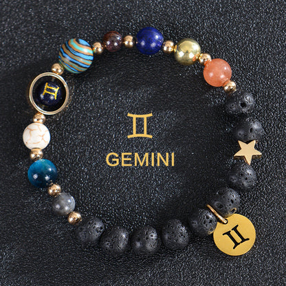 8mm Mixed Crystal Spiritual Protection Bracelet With Zodiac Charms