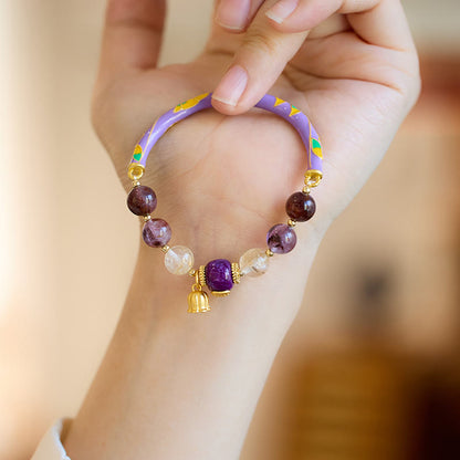 8mm Purple Phantom Jade Amethyst Bracelet for Wisdom