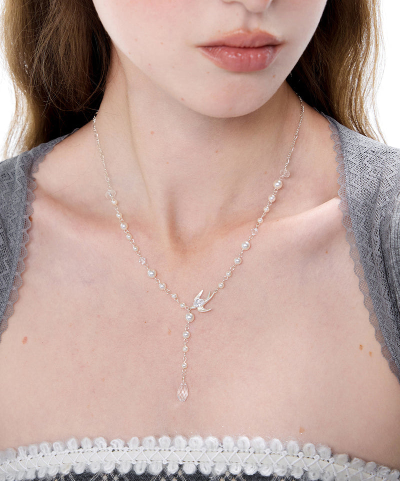 Little Bird Pearl Sky Star Silver Plated Pendant Necklace