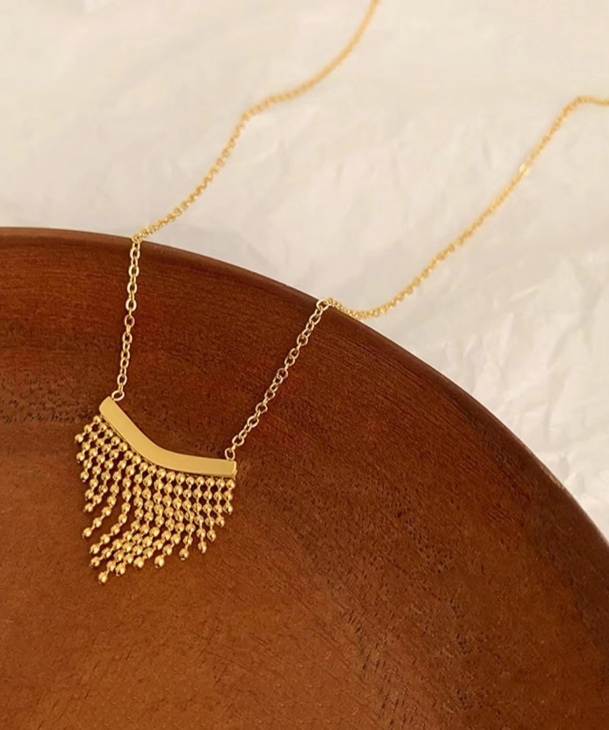 Stylish Tassel 14k Gold Pendant Necklace