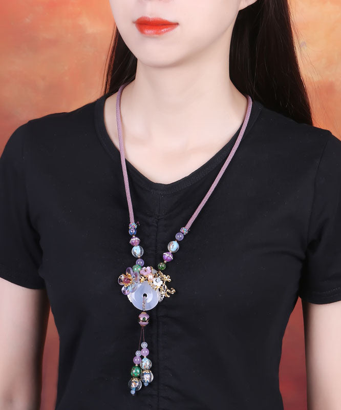 Coloured Glaze Jade Pendant Necklace