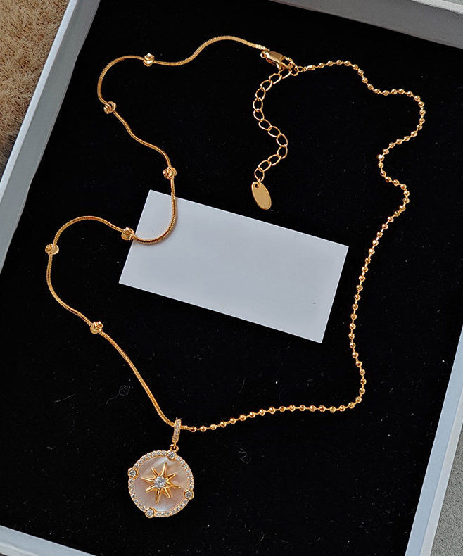 Gold Shell Adjustable Copper Pendant Necklace