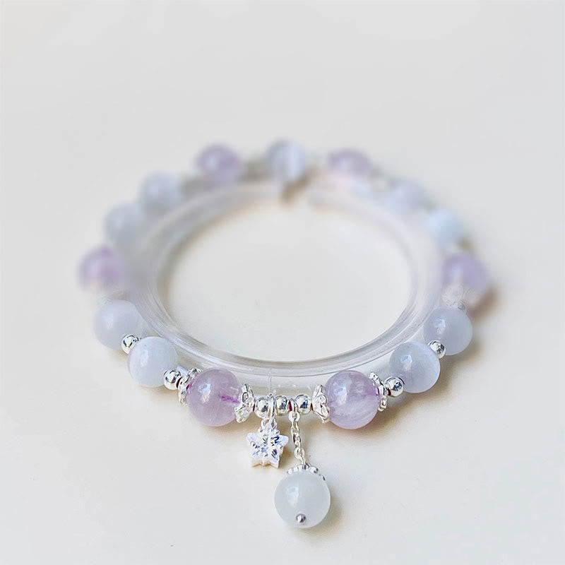 925 Sterling Silver Amethyst Cat's Eye Spiritual Awareness Bracelet