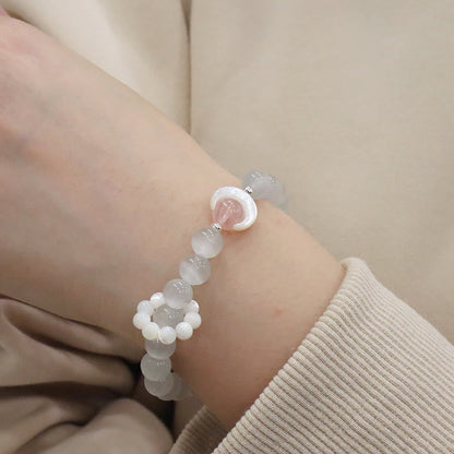 925 Sterling Silver Amethyst Crescent Moon Healing Bracelet