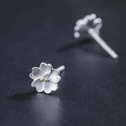 925 Sterling Silver Cherry Blossoms Calm Stud Spiritual Earrings