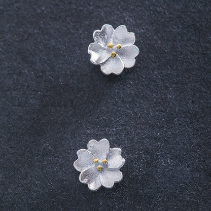 925 Sterling Silver Cherry Blossoms Calm Stud Spiritual Earrings