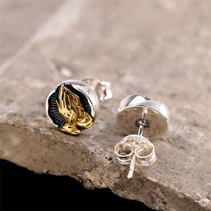 925 Sterling Silver Namaste Spiritual Stud Earrings for Equality & Protection