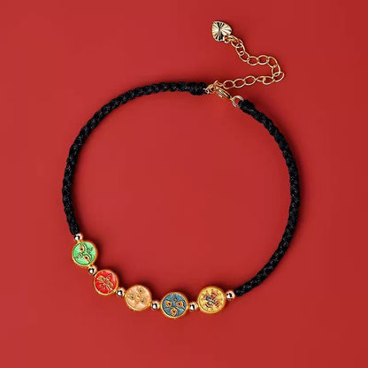 925 Sterling Silver Red String Bracelet | Five Ways God of Wealth Protection