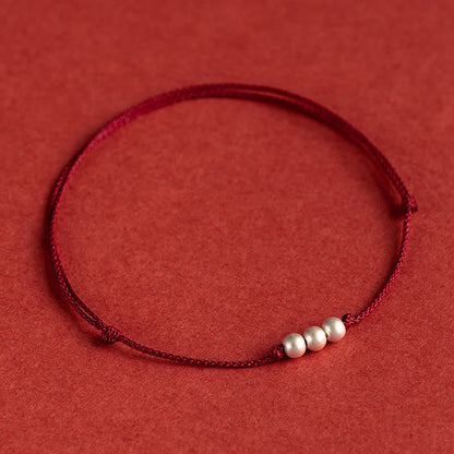 925 Sterling Silver Red String Protection Bracelet Anklet