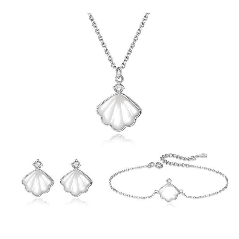 925 Sterling Silver Tridacna Stone Spiritual Jewelry Set