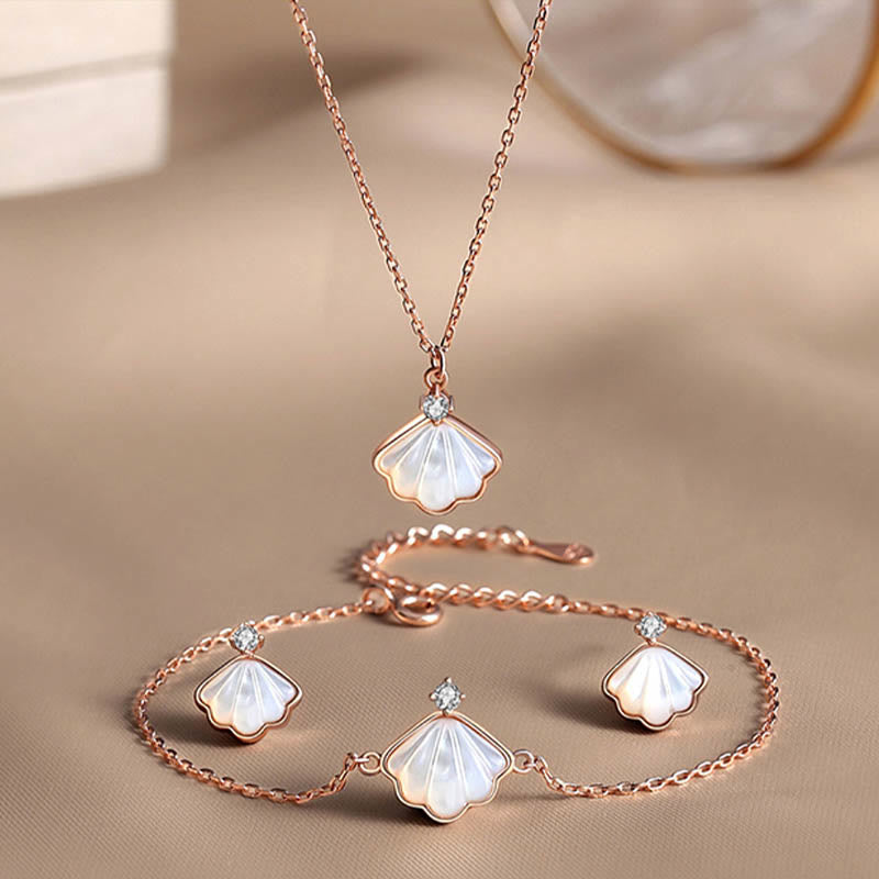 925 Sterling Silver Tridacna Stone Spiritual Jewelry Set