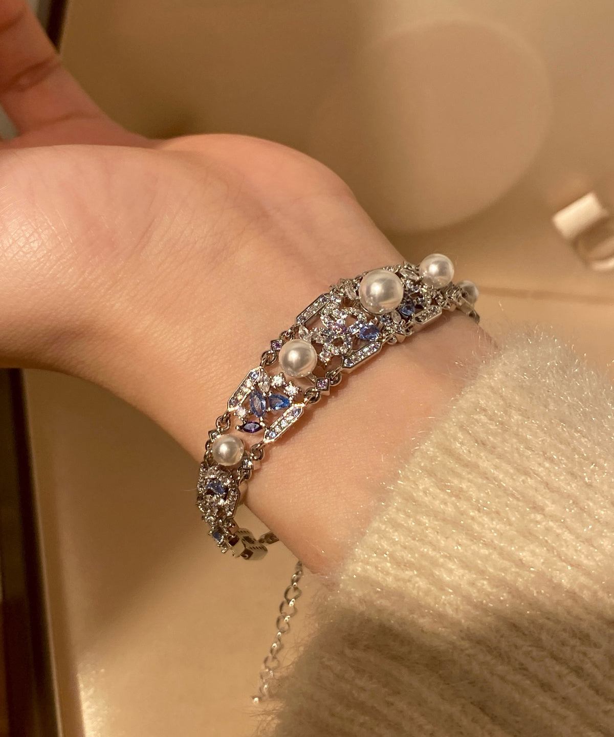 Pearl Zircon Sapphire Bracelet