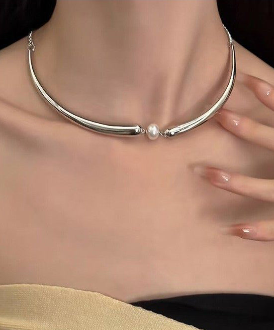 Pearl Patchwork Fine Tungsten Steel Choker