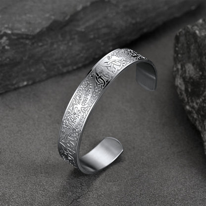 Engraved Viking Jewelry Bangle Bracelet With Celtic Tree of Life