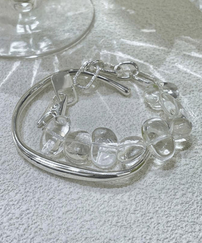 Brief Nude Sterling Silver Crystal Chain Bracelet