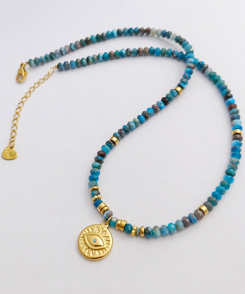 Blue Stainless Steel Amazonite Beading Pendant Necklace