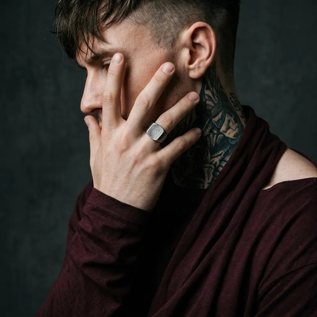 Minimalist Grunge Signet Ring