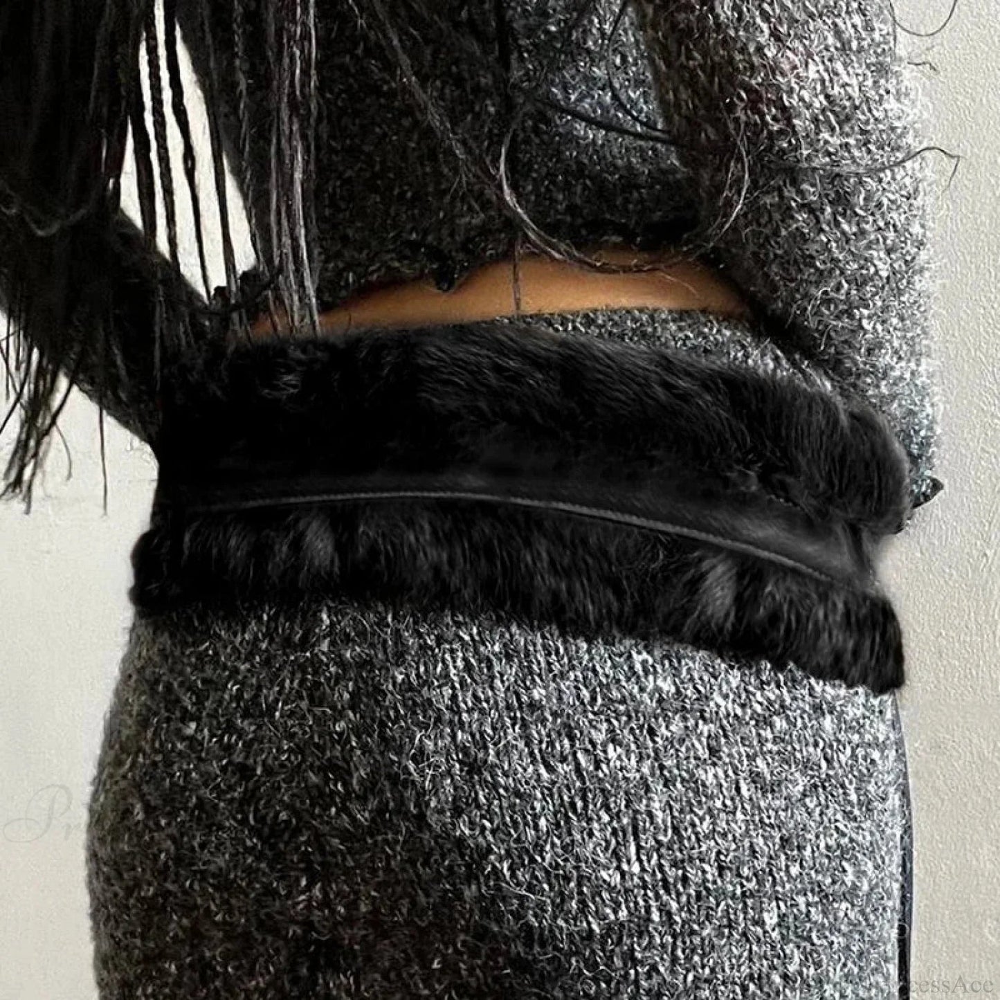 False Hair Patchwork Gothic Polyurethane Leather Waist Belt