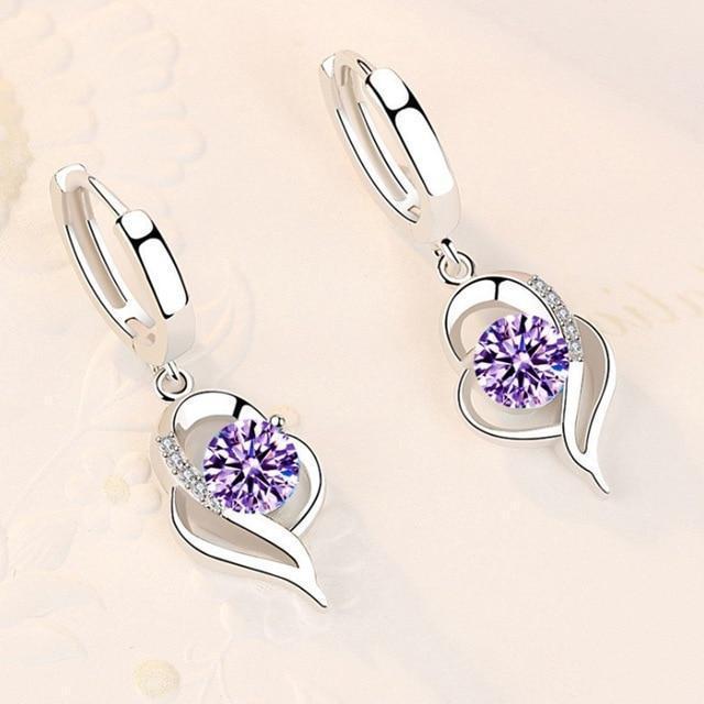925 Sterling Silver and Zirconia Inlaid Earrings