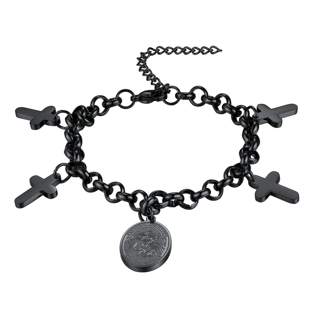 Patron St. Michael Charm Bracelet With Cross for