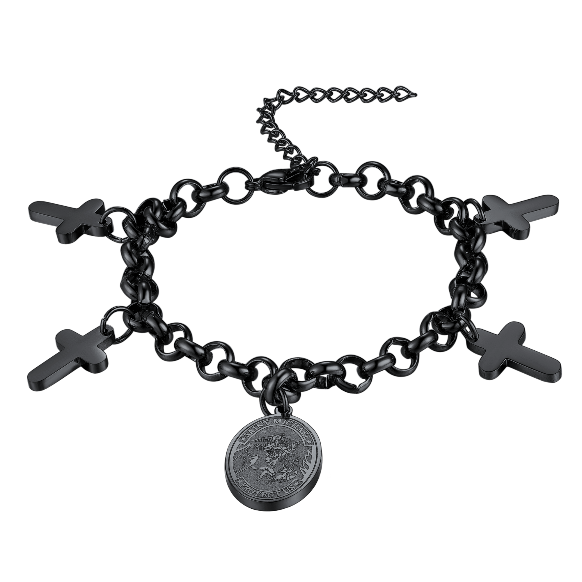 Patron St. Michael Charm Bracelet With Cross for