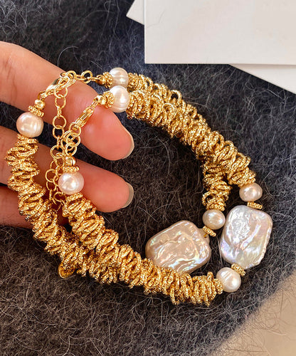 Light Exquisite Pearl Baroque Chain Bracelet