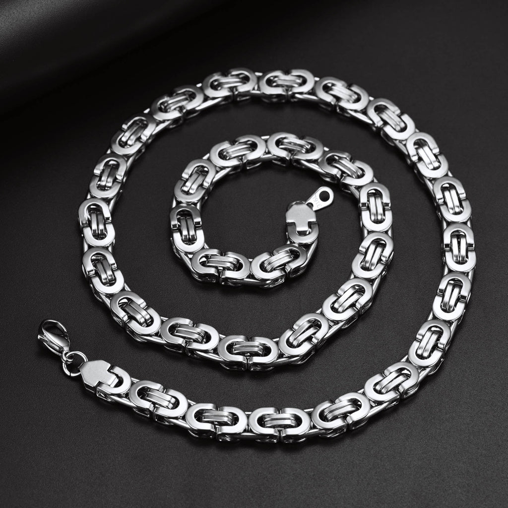 Byzantine Link Chain Stainlss Steel Necklace for