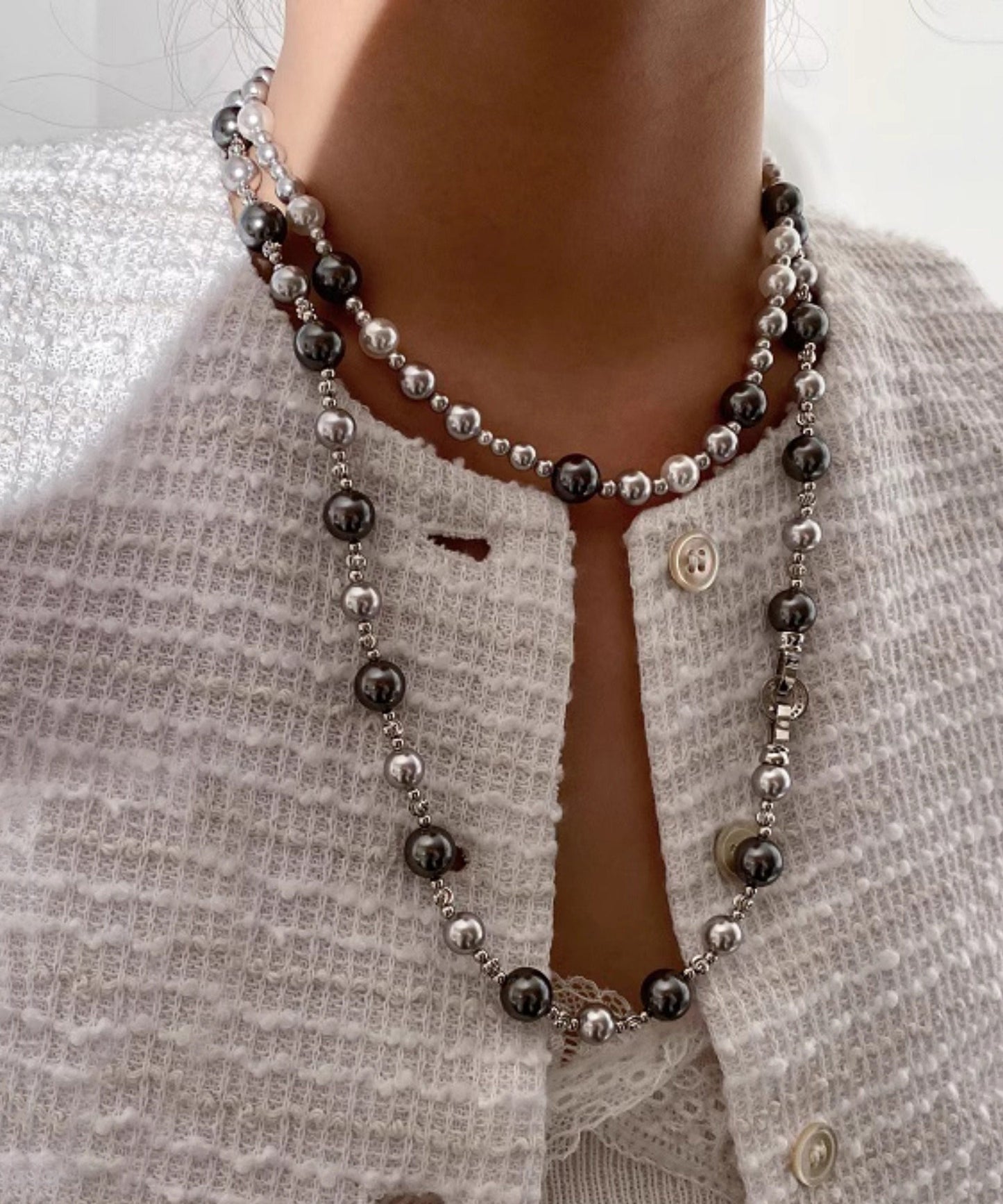 Boutique Pearl Zircon Long Necklace