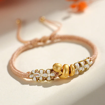 999 Sterling Silver Red String Year of the Snake Luck Bracelet