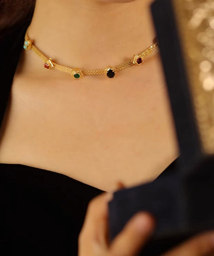 Rainbow Alloy Zircon Turquoise Gem Stone Princess Necklace