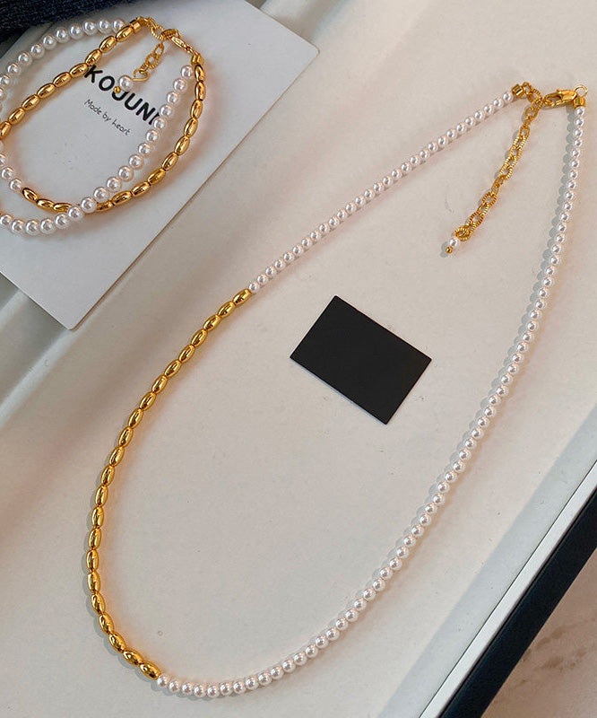 Boutique Colorblock Pearl Gilding Necklace