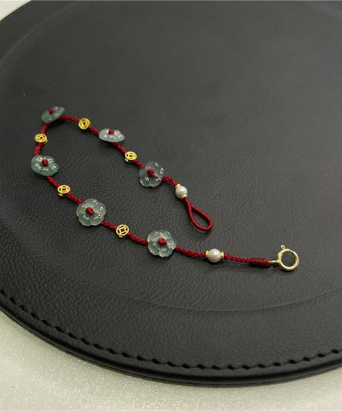 Red Hand Knitting Pearl Bracelet