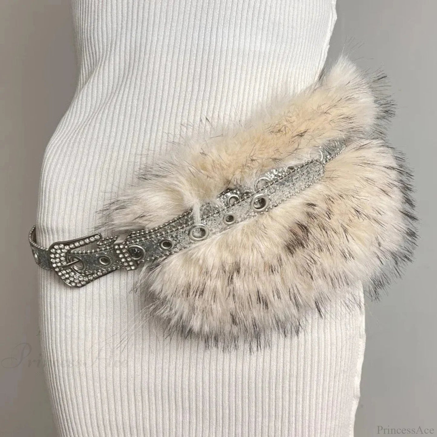 Rebellious Dark Studded Furry Millennium Rhinestone Belt