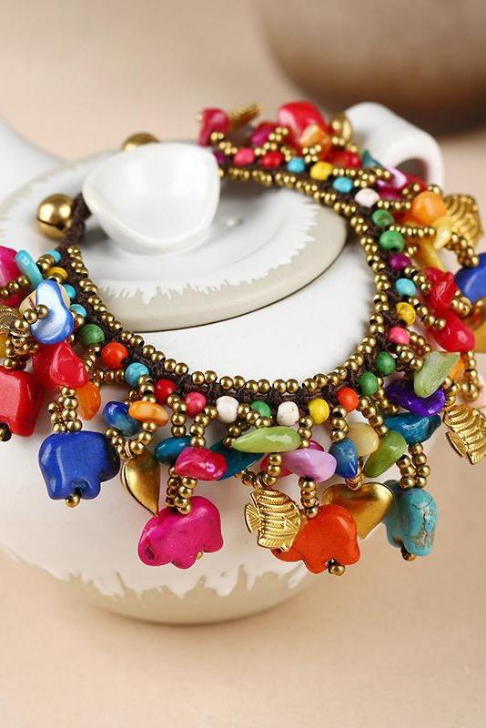 Bohemia Elephant Woven Turquoise Bracelet