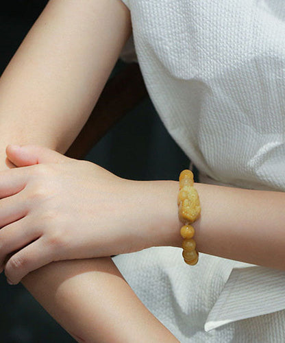 Yellow Jade a Mythical Wild Animal Beaded Bracelet
