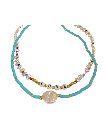 Blue Alloy Pearl Acrylic Princess Necklace
