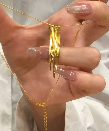 Gold Copper Overgild Tassel Pendant Necklace