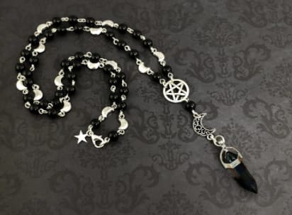 Magick Moon Obsidian Pentagram Necklace