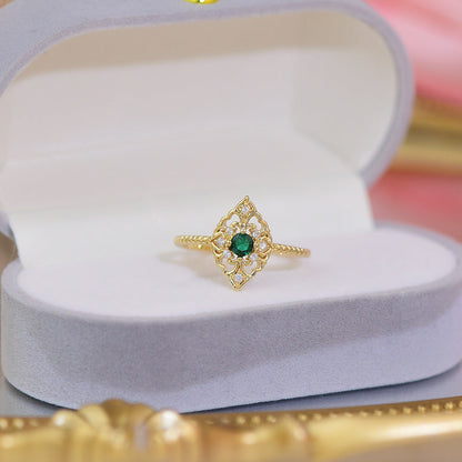 Elsie Baroque Emerald Ring