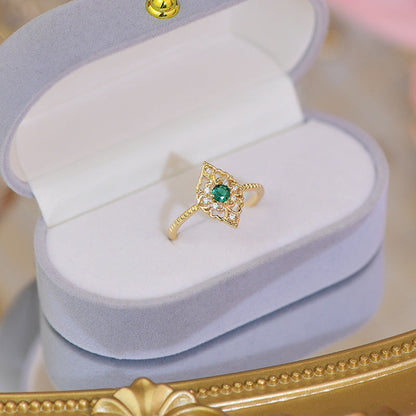 Elsie Baroque Emerald Ring