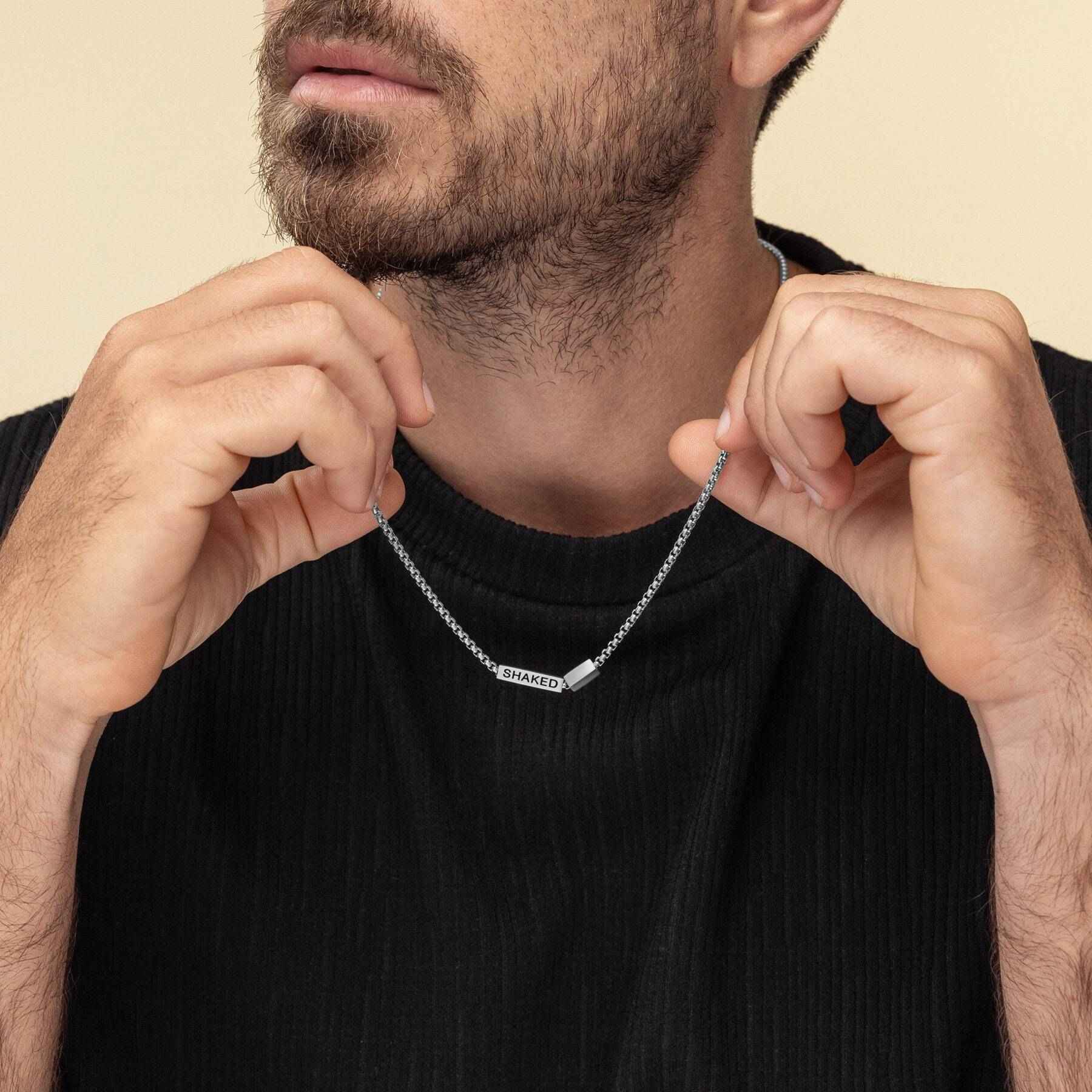 Custom Engraved Names Bar Chain Necklace for