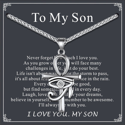 Egyptian Ankh Cross Necklace Pendant With Eye of Horus