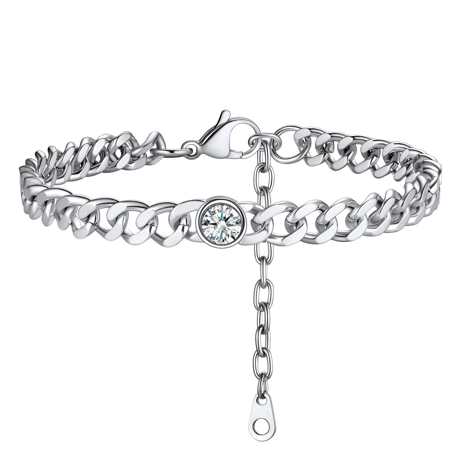Personalized Birthstone Cuban Link Anklet for