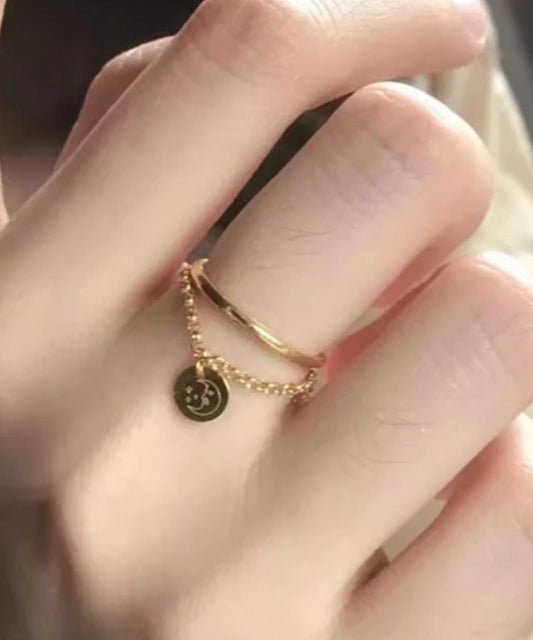 Art Gold Sterling Silver Overgild Chain Tassel Rings Gh1033