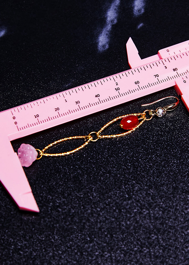 Art Pink Acrylic Zircon Hollow-out Original Design Drop Earrings
