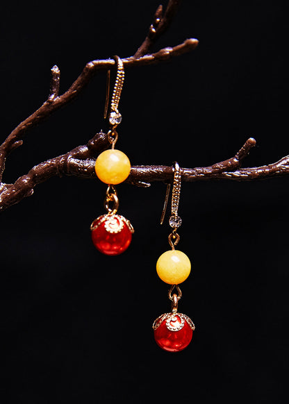 Art Red Pearl Boutique Beeswax Drop Earrings