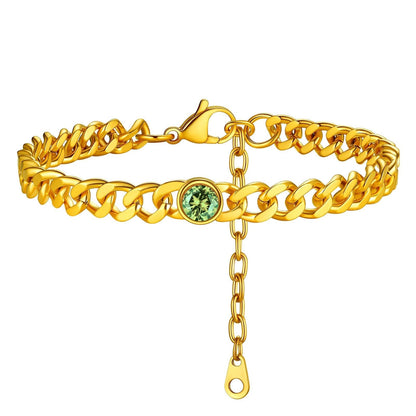 Personalized Birthstone Cuban Link Anklet for